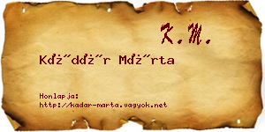 Kádár Márta névjegykártya